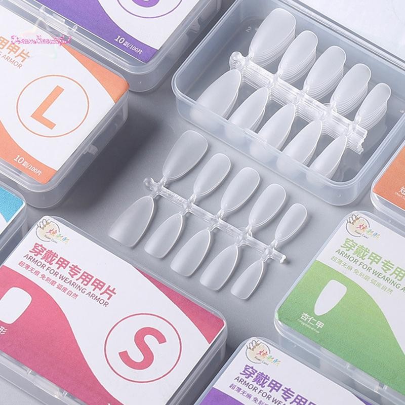 <ดีบีเอฟ-ที> 100ชิ้นกดบนเล็บเคล็ดลับเต็มปกบางเฉียบเล็บปลอมแพทช์เล็บเจลระบบขยายใสเล็บปลอมอุปกรณ์ศิลปะใหม่ - รูปที่ 4