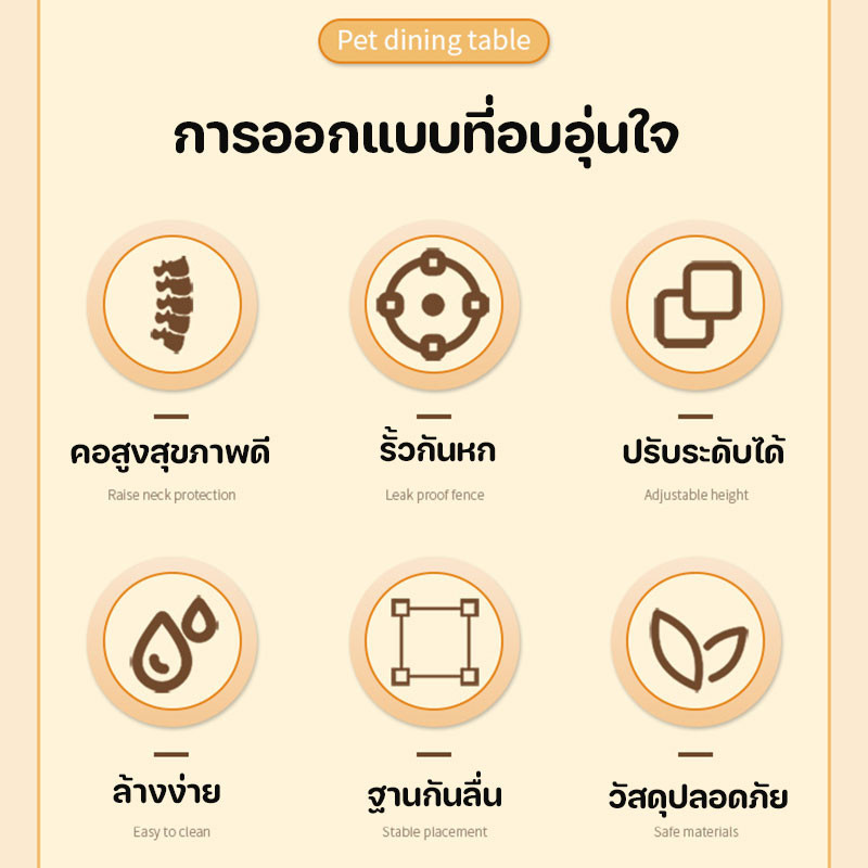 PawPals จานสัตว์เลี้ยง โต๊ะอาหารแมว รั้วป้องกันการรั่วซึม ปรับระดับได้ ชั้นวางอาหารแมว ชุดชามสัตว์เลี้ยง - รูปที่ 5