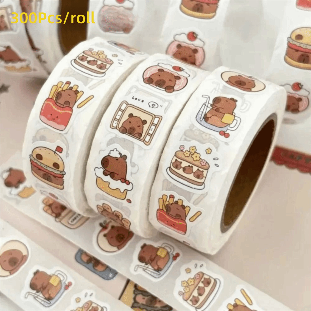 BANDOLERA 500 ชิ้น Capybara สติกเกอร์, PVC กันน้ํา Self-Adhesive Decals, แฟชั่นสร้างแรงบันดาลใจเครื่องเขียนป้ายสมุดภาพ