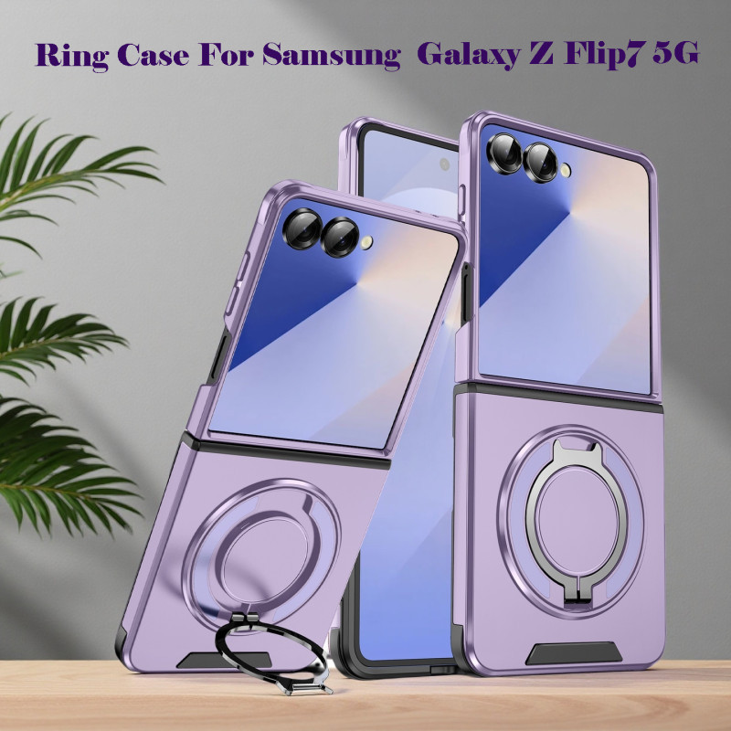 ปลอกสําหรับ Samsung Galaxy Z Flip 7 6 Flip7 ZFlip7 Flip6 ZFlip6 5G กันกระแทกวงเล็บแม่เหล็ก 2025 สไตล์ใหม่ Hard Case Shell เลนส์สีดําป้องกันโทรศัพท์สีฟ้า RFVTGBA