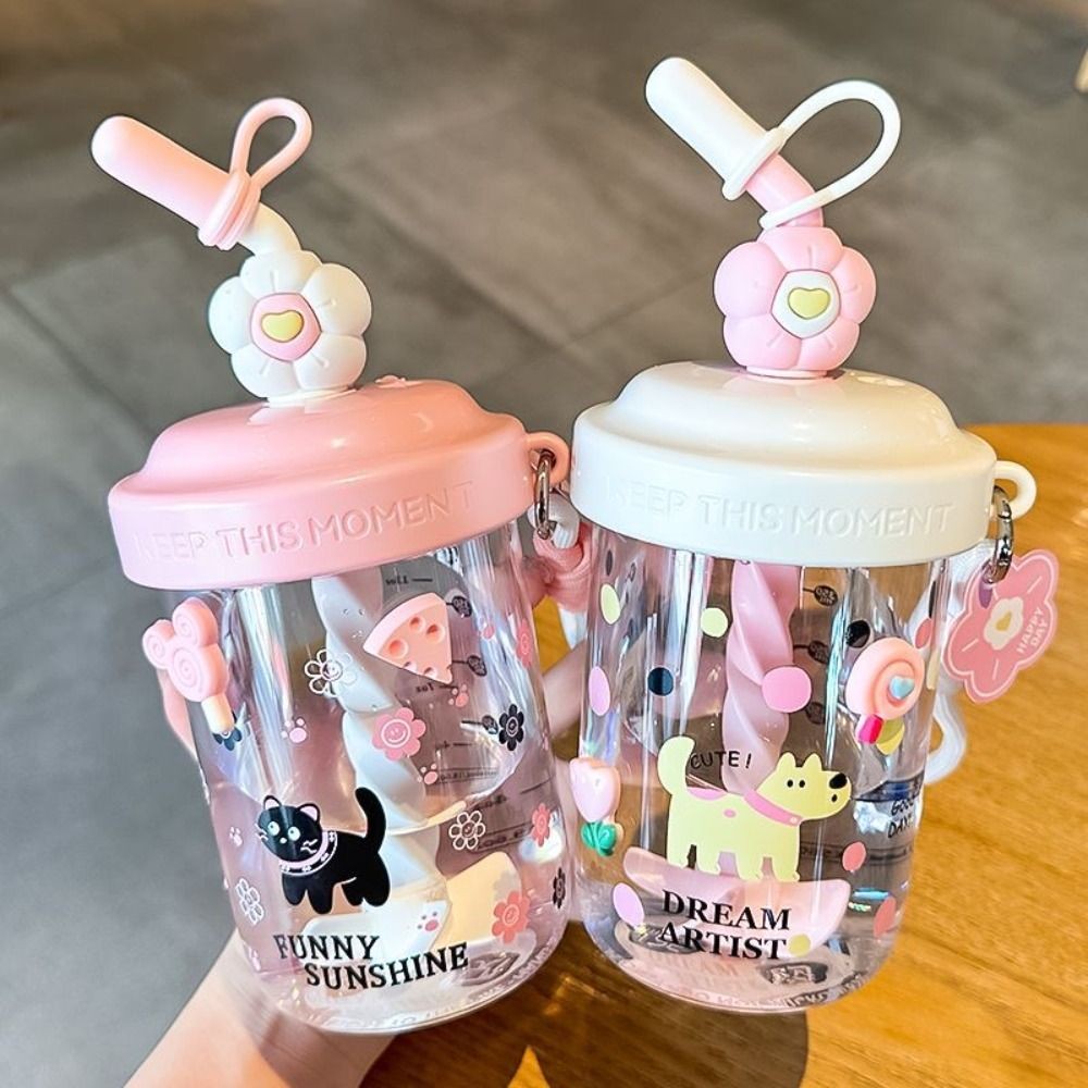 TRENDYO ดส่งจากท้องถิ่น🚚แก้วปั่น แก้วพลาสติก หลอดแก้ว แก้วพลาสติกพกพาลายการ์ตูนน่ารัก 580ml - รูปที่ 7