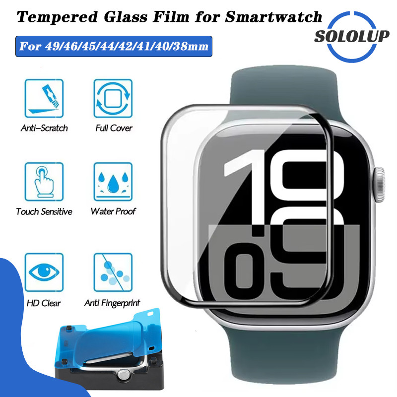 ฟิล์มแก้วนิรภัย 3D ด้วยเครื่องมือแก้ไขติดตั้งง่าย for iWatch Ultra/SE 3 2 Apple Watch Series 11 10 9 8 7 49 46 42 38มม.