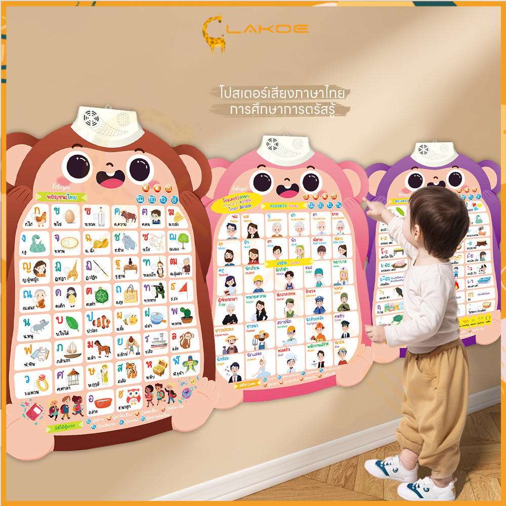 LAKOE โปสเตอร์สอนคำศัพท์ โปสเตอร์พูดได้ โปสเตอร์มีเสียง เสริมทักษะการเรียนรู้ ของเล่นเด็ก การศึกษาการตรัสรู้