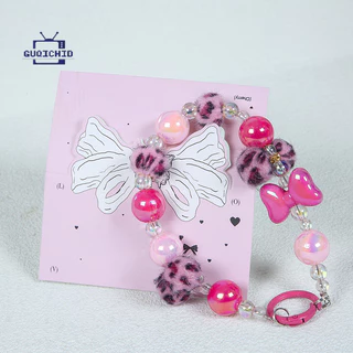 สายคล้องโทรศัพท์มือถือ Anti Loss สายคล้องโทรศัพท์มือถือข้อมือ Ccd เคสโทรศัพท์ลายเสือดาวผีเสื้อพร้อมจี้ลูกปัดรูปกล้อง