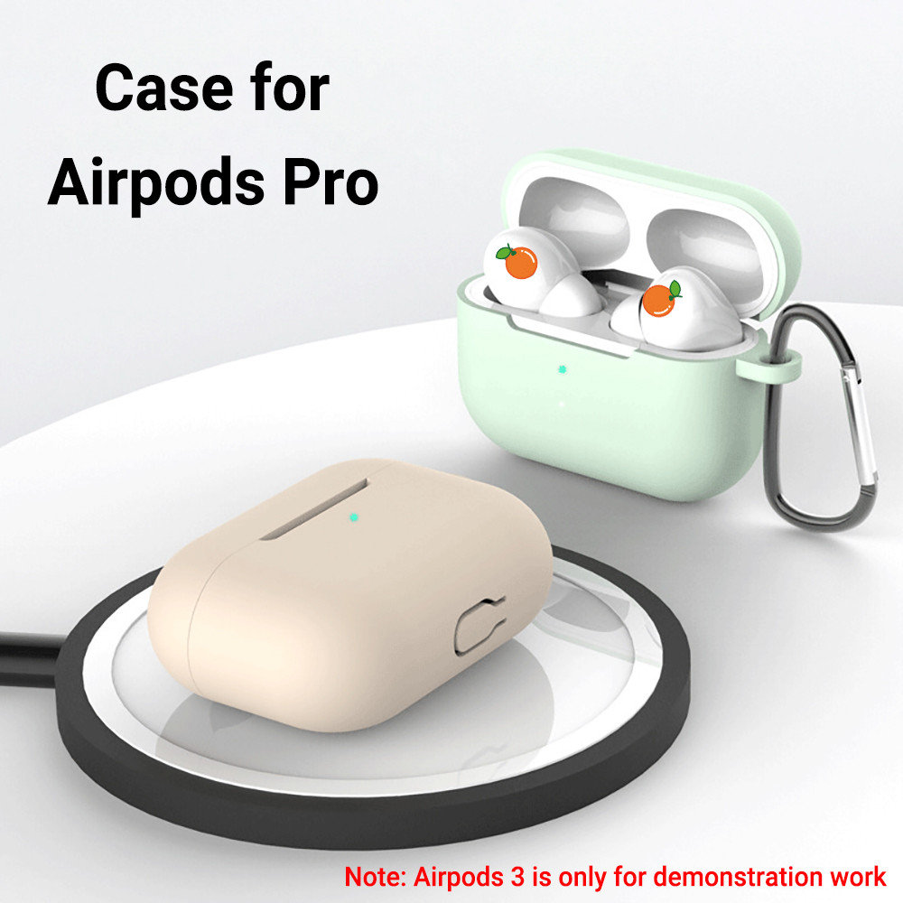จัดส่ง จาก ประเทศไทย กรณี For Apple Airpods Pro Air Pods Pro AirpodsPro เคสหูฟัง กรณี พร้อม คาราบิเนอร์ ตะขอ ซิลิโคนนุ่ม