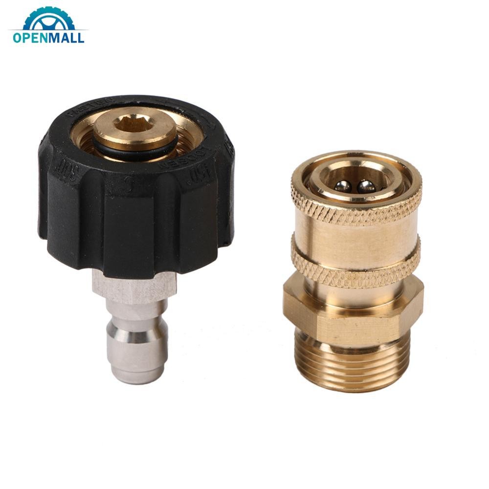 OPENMALL 2 ชิ้น 3/8 หรือ 1/4 "ความดันเครื่องซักผ้าอะแดปเตอร์ชุด M22 14 มม./15 มม.หญิงหมุน Quick Conn