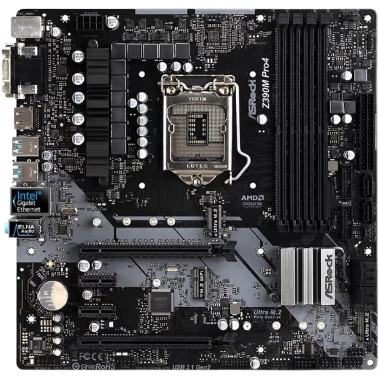 ASRock Z390M Pro4 เมนบอร์ด 1151 พินรองรับ i39100fi58600i787009900เคซีปุ