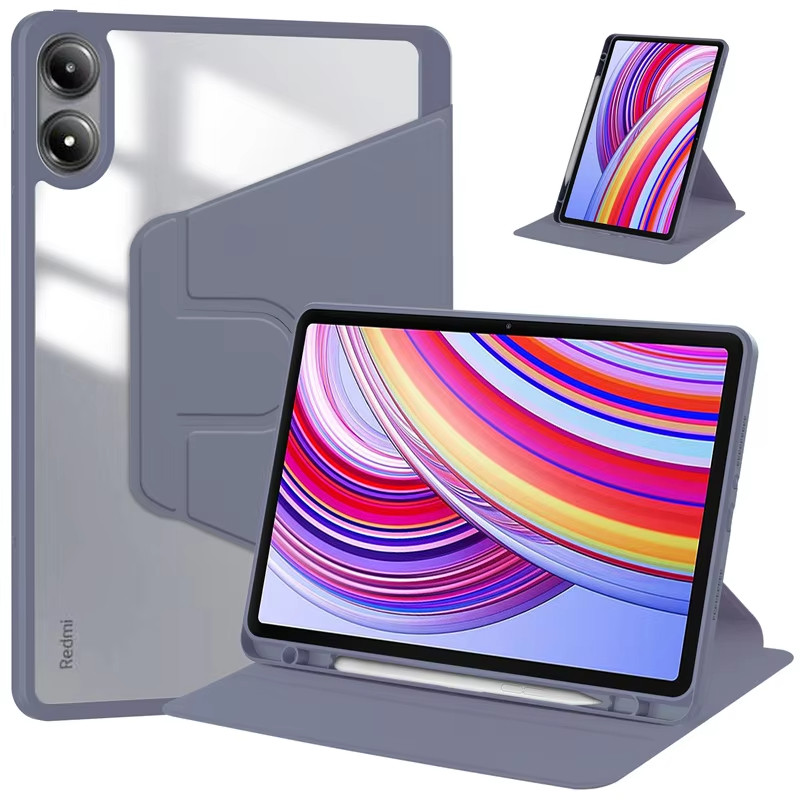 เคส ปรับองศาได้360 องศา For Xiaomi Redmi Pad 2 2025 Pad SE 8.7 11 Pad Pro 12.1 Pad 5 6 7 Pro หลังโปร่งใส มีช่องใส่ปากกา