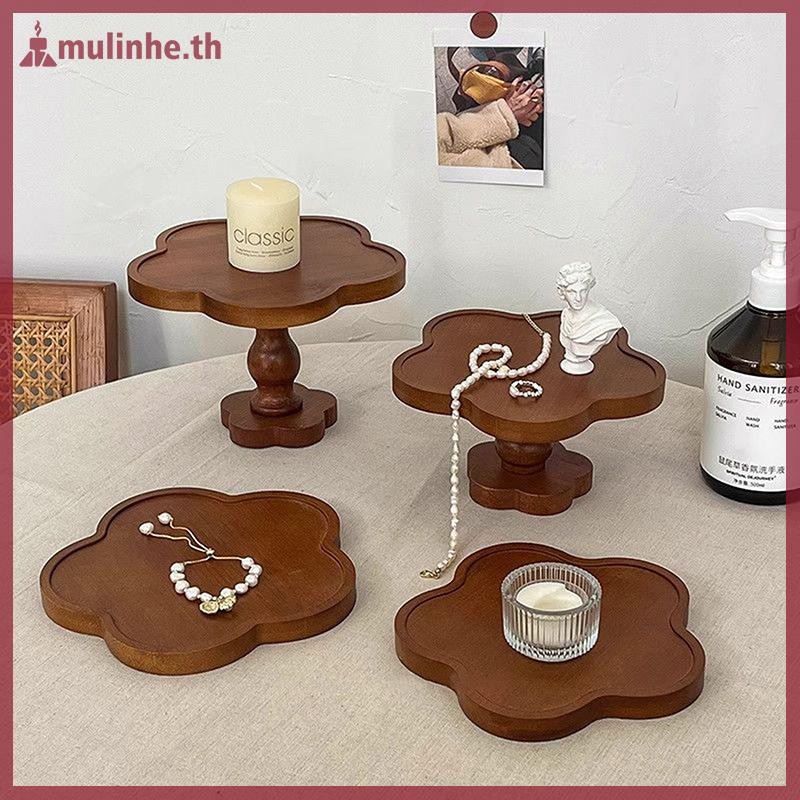 มูลินเฮ ฝรั่งเศสวินเทจลูกไม้ถาดไม้ถาดสูงอโรมาเทียนถาดถาดเก็บถาดสูงเครื่องประดับตกแต่งถาด ไทย