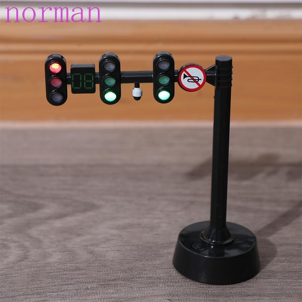 NORMAN ป้ายไฟของเล่นจราจร,รุ่นความปลอดภัย Mini Stop ของเล่น,สัญญาณรุ่น Electronics ของเล่น ABS Mini การจราจรการจราจรไฟบล็อกอาคารเด็กของขวัญ
