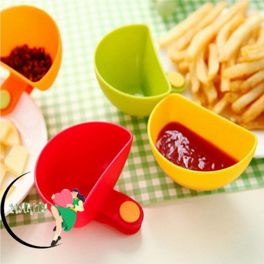 MARITA Spices Dip Container Bowl, Clip-On Plastic Dip Clip Bowl, Portable Colourful Kitchen Gadgets 