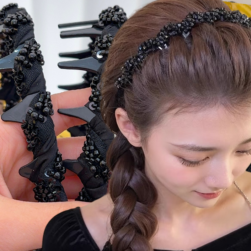 ที่คาดผมลูกปัดเลื่อมสไตล์ฝรั่งเศสสำหรับเจ้าหญิง พร้อมฟันหวีหยักเพิ่มการยึดเกาะ