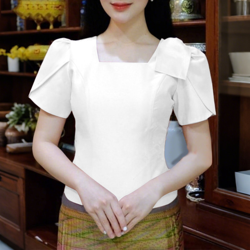 ZANZEA เสื้อเบลาส์ผ้าซาตินลายผีเสื้อดอกไม้แขนสั้น สไตล์หรูหราเกาหลีสำหรับผู้หญิง — صورة 6