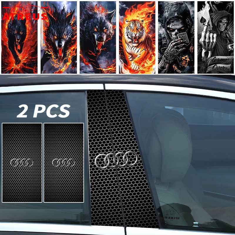 2ชิ้น Audi สติกเกอร์ติดเสาประตูรถยนต์ แผ่นติดเสาประตู สติกเกอร์ เสากลางหน้าต่าง B คอลัมน์สติกเกอร์ ฟ