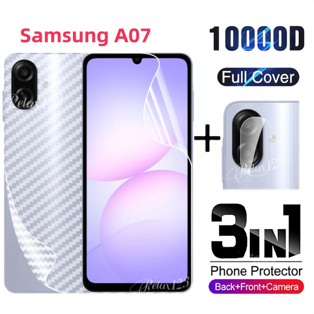 สําหรับSamsung A07 4G 2025 3in1 ด้านหน้าด้านหลังเลนส์Hydrogelฟิล์มสําหรับSamsung Galaxy A17 A27 A37 A57 SamsungA07 SamsungA17 Samsung 07 17 LTE 4G 5G 2025 ป้องกันหน้าจอไม่แก้ว