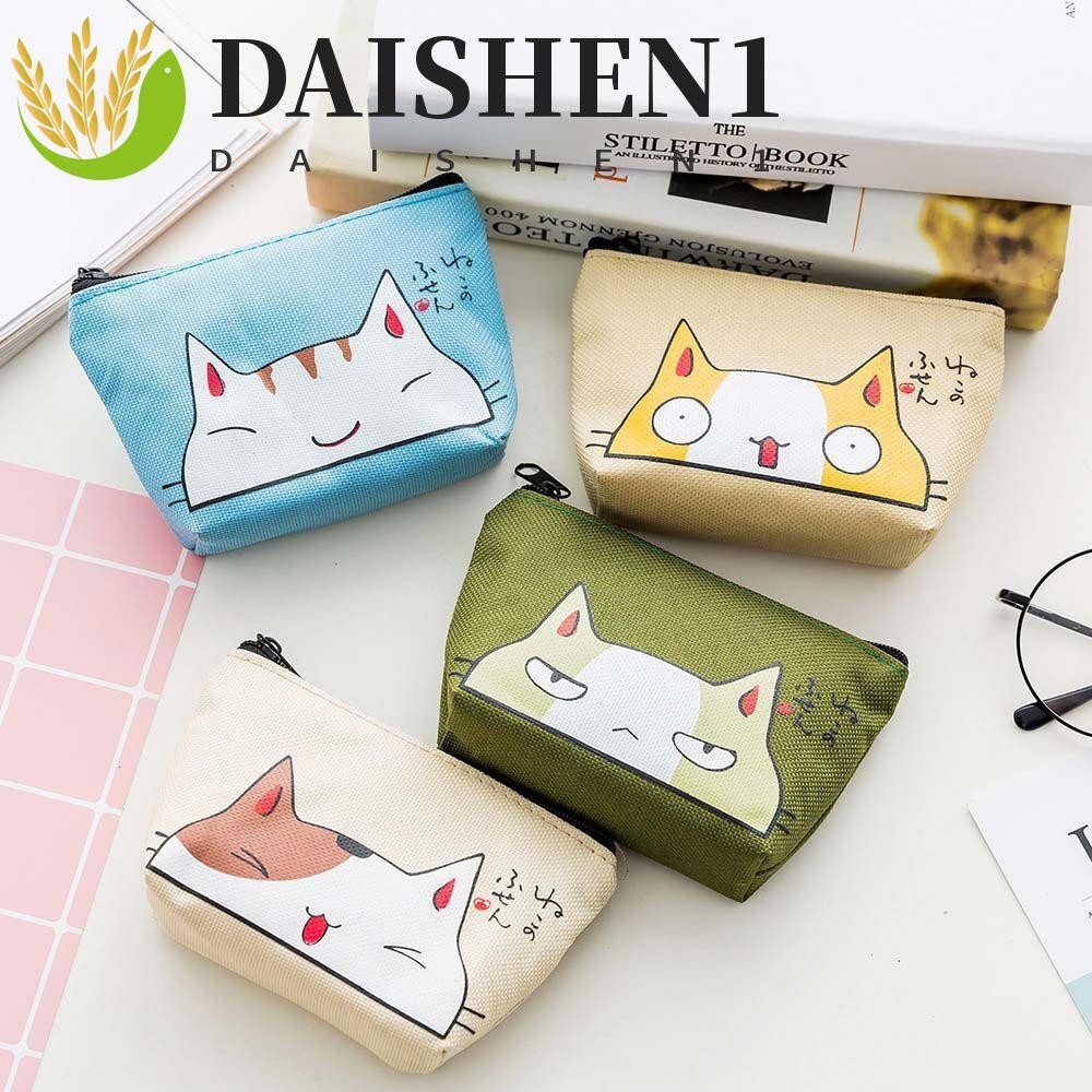 Daishen1 กระเป๋าสตางค์ ผ้าออกซ์ฟอร์ด ใบเล็ก ลายการ์ตูน มีซิป หรูหรา คลาสสิก อเนกประสงค์ ใส่เหรียญได้ สําหรับผู้หญิง