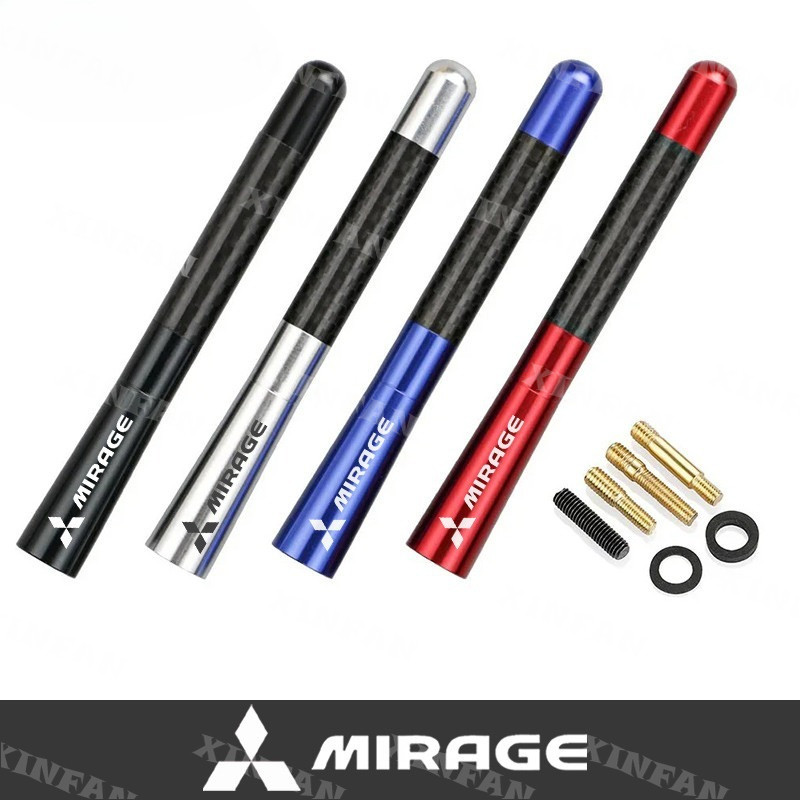 MITSUBISHI Universal 12 ซม.Mitsubishi Mirage เสาอากาศรถยนต์คาร์บอนไฟเบอร์วิทยุ FM Antena สีดําชุดสํา