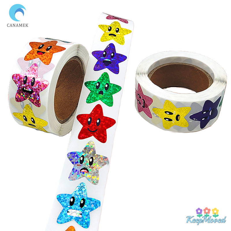 Keepmoving 500pcs Glitter Color Star Reward สติกเกอร์กาวสติกเกอร์ดาวสําหรับครูรางวัลแผนภูมิของขวัญของเล่นตกแต่งป้ายสติกเกอร์ใหม่