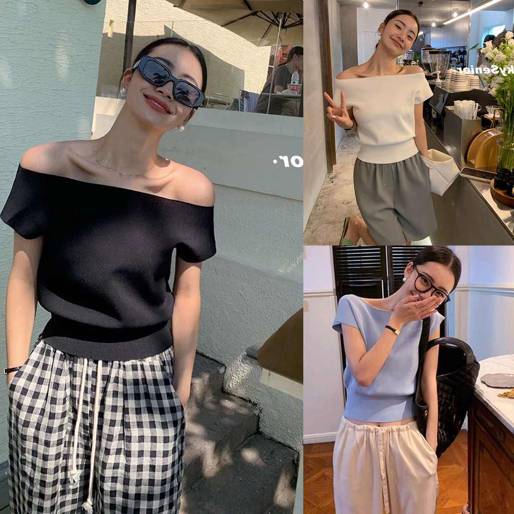 Dahong 1916 เสื้อเปิดไหล่ไหมพรม เเซ่บยั่วๆ เเต่มีความหรูเลอค่า เหมาะกับใส่ไปเที่ยวทุกสถานที่ ปังมากจ้า ราคาดีมาก