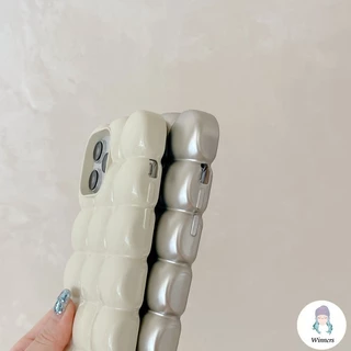 แฟชั่น 3D Lattice Electroplate Dopamine เคส Iphone เข้ากันได้กับ iPhone 17 16 15 14 Pro Max 11 13 Pro Max 12 Pro Max บล็อกรูปร่างสีทึบนุ่ม TPU ฝาหลังโทรศัพท์มือถือ