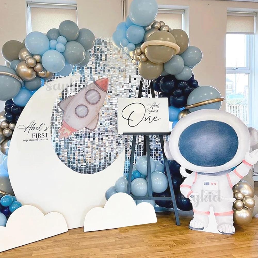 นักบินอวกาศ Spaceman Cutouts กระดาษแข็งฉากหลัง Rocket Space Theme DIY เด็กวันเกิด Baby Shower Party พื้นหลัง Photo Props