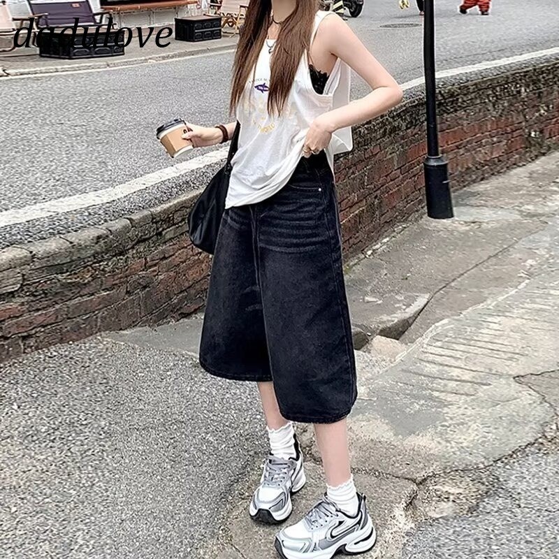 DaDulove New American Ins High Street Retro Denim Shorts Niche High Waist Wide Leg Pants Large Size Hot Pants