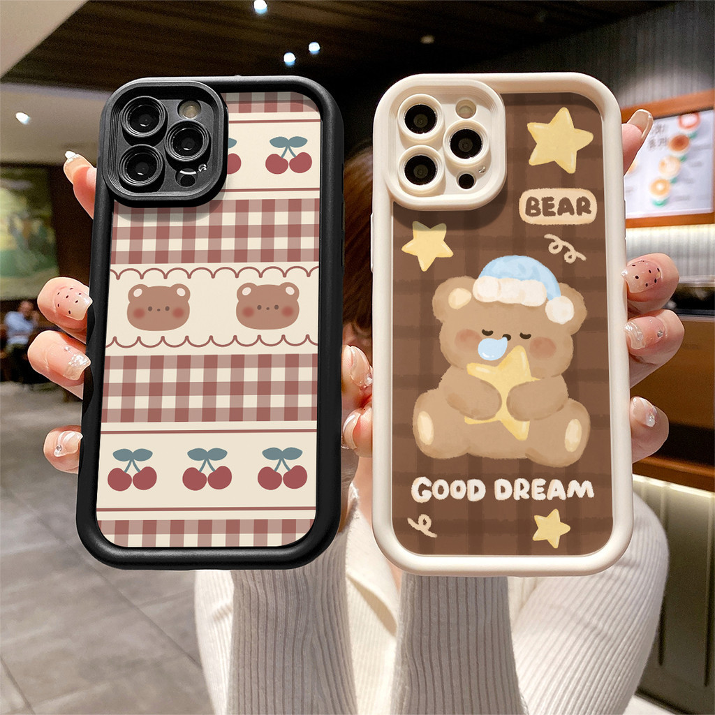 สําหรับ Infinix Note 12 30 PRO 12 Turbo G96 30 VIP 5G Hot 30i 20S 10S 30 40 20 40i 8 9 11 12 20 20i 10 PRO Play Smart 5 6 7 Plus Tecno Spark Go 2023 8C 9 20 20C 10C 10 4 5 PRO คู่นุ่มแองเจิลตาหวานการ์ตูนหมีกล้องเลนส์ Protectio เคสโทรศัพท์