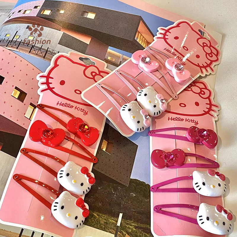 SANRIO [แฟชั่น] ซานริโอ น่ารัก กิ๊บสีชมพู สวัสดี คิตตี้ BB คลิปหวานน่ารักแมวกิ๊บเพทายโบว์เรียบคลิปสาวสําหรับสาวอุปกรณ์ผม {ไทย}