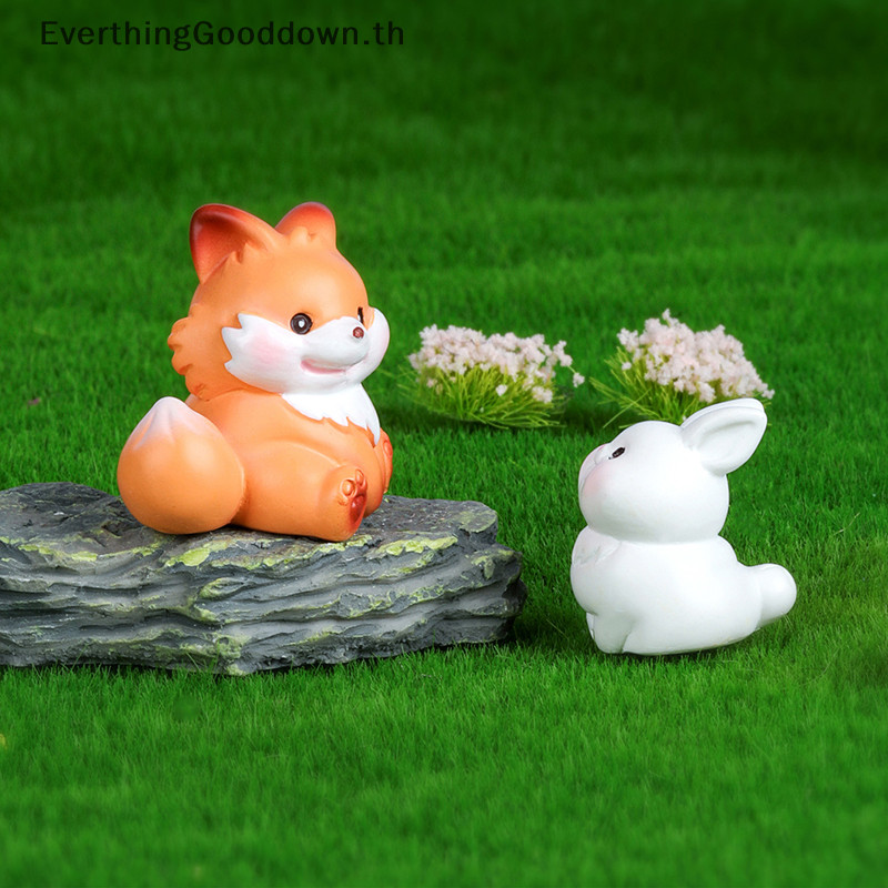 Ever Mini น่ารัก Fox กระต่ายเครื่องประดับขนาดเล็กการ์ตูนกระต่าย Micro ภูมิทัศน์ตกแต่งงานฝีมืออุปกรณ์ตกแต่งภายในรถยนต์ของขวัญ TH