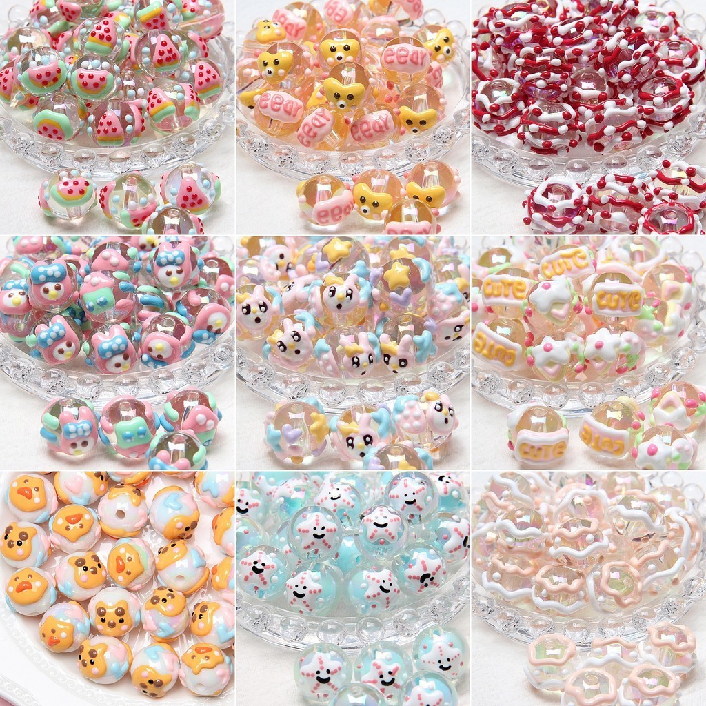 1ชิ้น 2024 ลูกปัดการ์ตูนลูกเป็ดเจี๊ยบ ลูกปัดหลวม DIY สร้อยข้อมือ โทรศัพท์มือถือ โซ่กระเป๋า