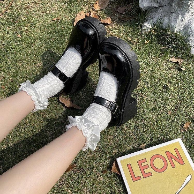 ขนาด 35-42ผู้หญิงสีดําเครื่องแบบ เจเค รองเท้าแตะแฟชั่นรองเท้าหนังญี่ปุ่นสไตล์วิทยาลัยรองเท้าแมรี่เจน