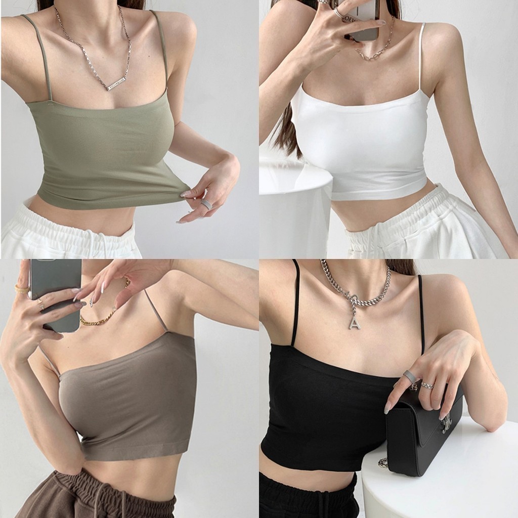 ✨Anne✨เสื้อกล้าม มีฟองน้ำ เข้ารูป สีพื้น ผ้านิ่มเด้ง🌙สายเดี่ยว มินิมอล เข้ากับทุกการแต่งกาย🌟#FY1803/FY1806