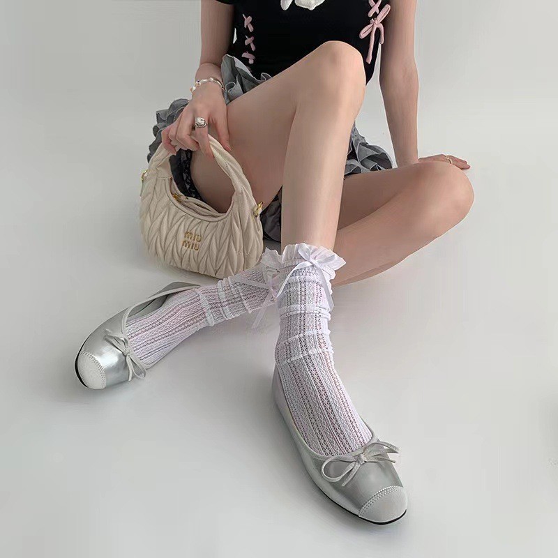 ⭐ส่งใน24ชม🧦ถุงเท้าสั้น jk ญี่ปุ่น  ถุงเท้าผู้หญิงโลลิต้า ตกแต่งโบว์ สีทึบ ระบายอากาศได้ดี ถุงเท้าลูกไม้ - รูปที่ 6