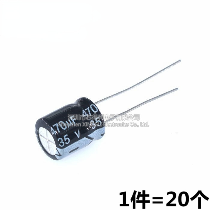 ((20 ชิ้น) 35V470UF In-Line Volume 10 * 17MM 470UF 35V ตัวเก็บประจุไฟฟ้า Plug-In Capacitor
