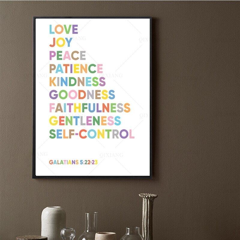 1 Piece Poster Fruit Of The Spirit Inspirational Quote Print Nursery Bible Verse Kids Poster Christi