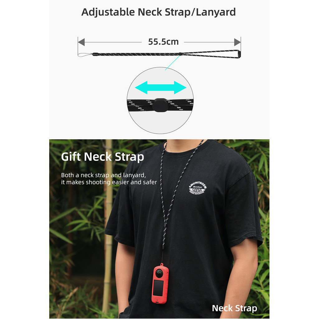 Action กล้องซิลิโคนสําหรับ Insta360 X3 เลนส์ซิลิโคนป้องกันรอยขีดข่วนกรณี Insta360 X3 Lanyard อุปกรณ์เสริม