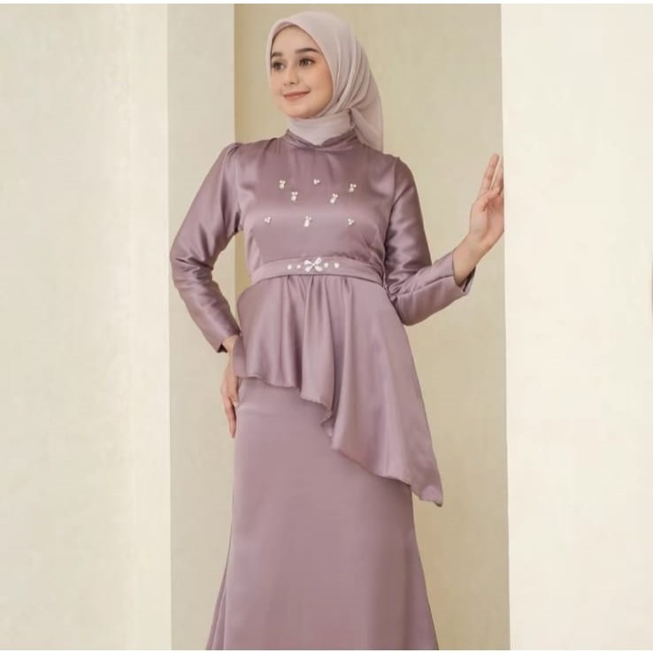 Jamila Contemporary SATIN SILK PREMIUM DRESS เสื้อผ้าแฟชั่นผู้หญิงเชิญรับปริญญา COUPLE MUSLIMAH GAMIS LEBARAN BRIDESMAID WEDDING Party ล่าสุด