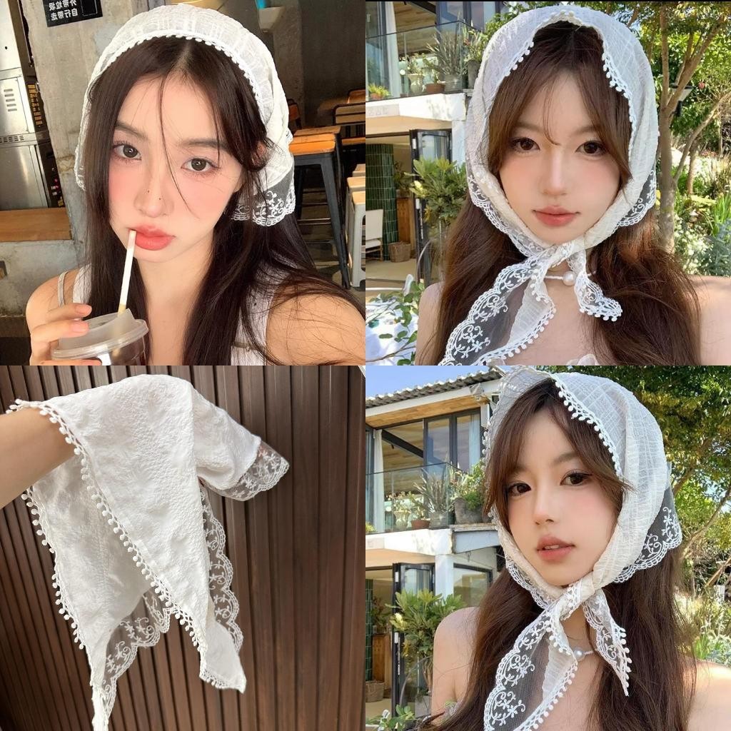 BKL พร้อมส่งในไทย HAIR SCARF ผ้าโพกผม แมทช์ได้กับหลายชุด เนื้อผ้าฝ้าย ผ้าคอตตอนลินิน ลูกไม้