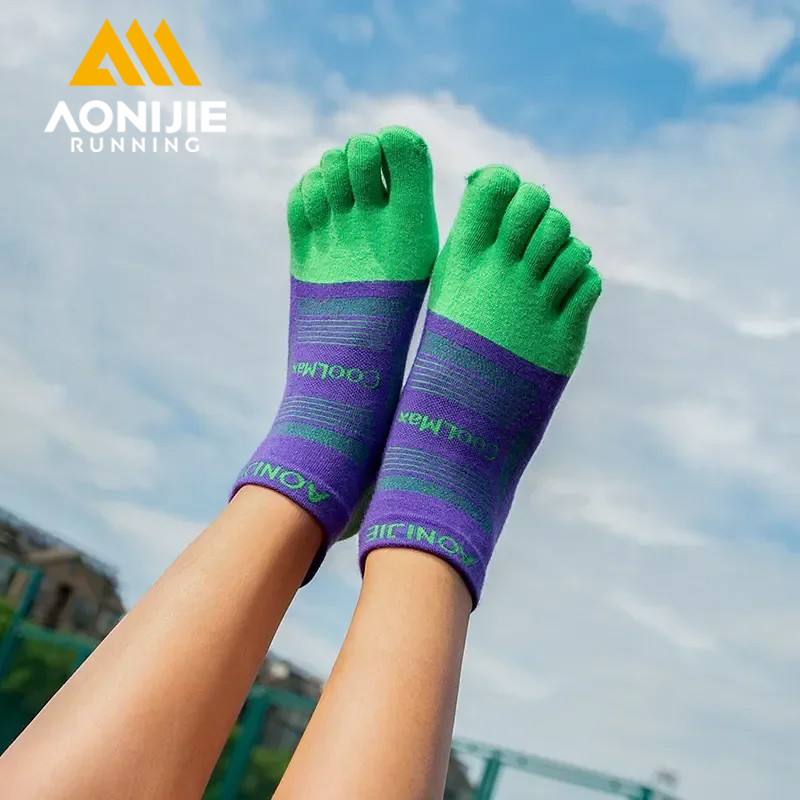 3 คู่/เซ็ต AONIJIE E4837 Unisex Running Low Cut ถุงเท้าห้านิ้วอัพเกรดกรีฑามาราธอน Toesock สําหรับ Race Trning