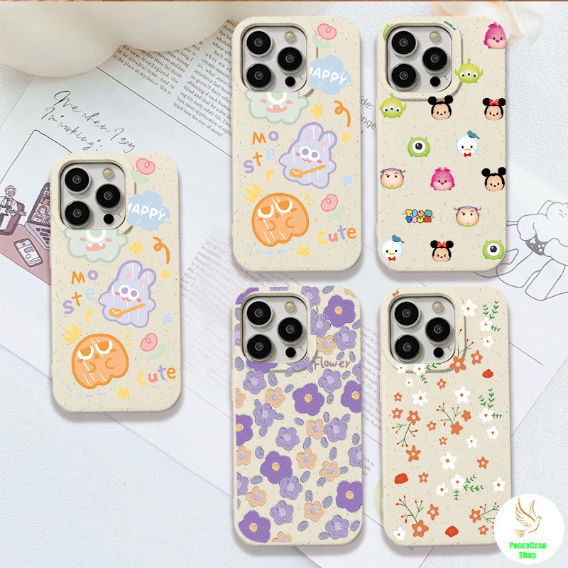 สำหรับ iPhone 6 7 8 X 11 12 13 14 15 ภาพสัตว์การ์ตูนน่ารัก กรณีโทรศัพท์สีข้าวสาลี, กรณีโทรศัพท์ Unisex