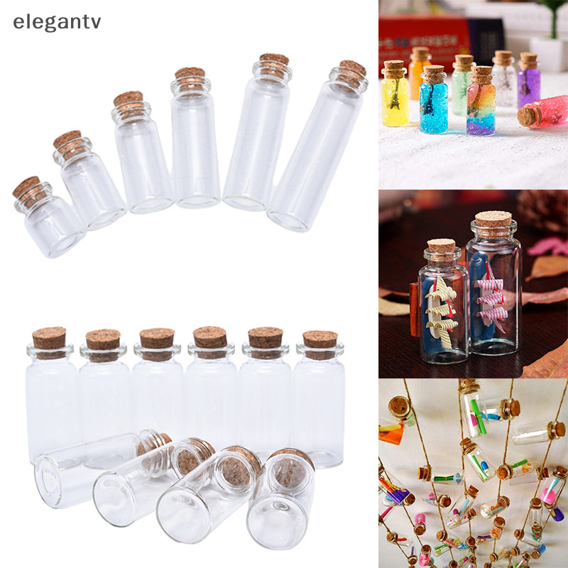 Egn 10 ชิ้นขวดแก้วขนาดเล็กพร้อมจุกไม้ก๊อกขวดใส Vial ตกแต่งงานแต่งงาน N