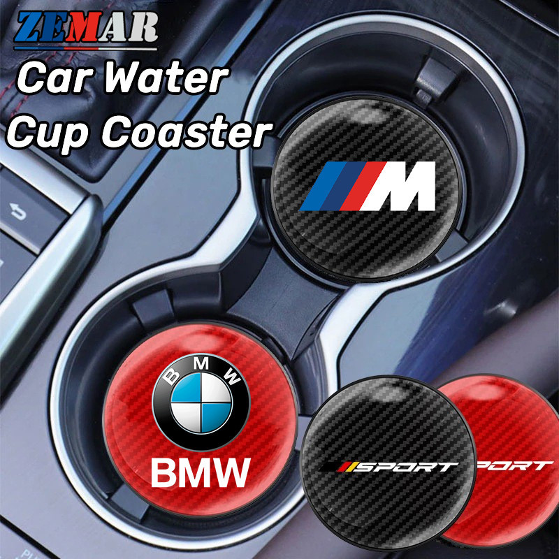 1Pc BMW M Power รถถ้วยน้ําลื่นคาร์บอนไฟเบอร์ Texture ถ้วยสําหรับ BMW E36 E46 E30 E90 F10 F30 E39 E60
