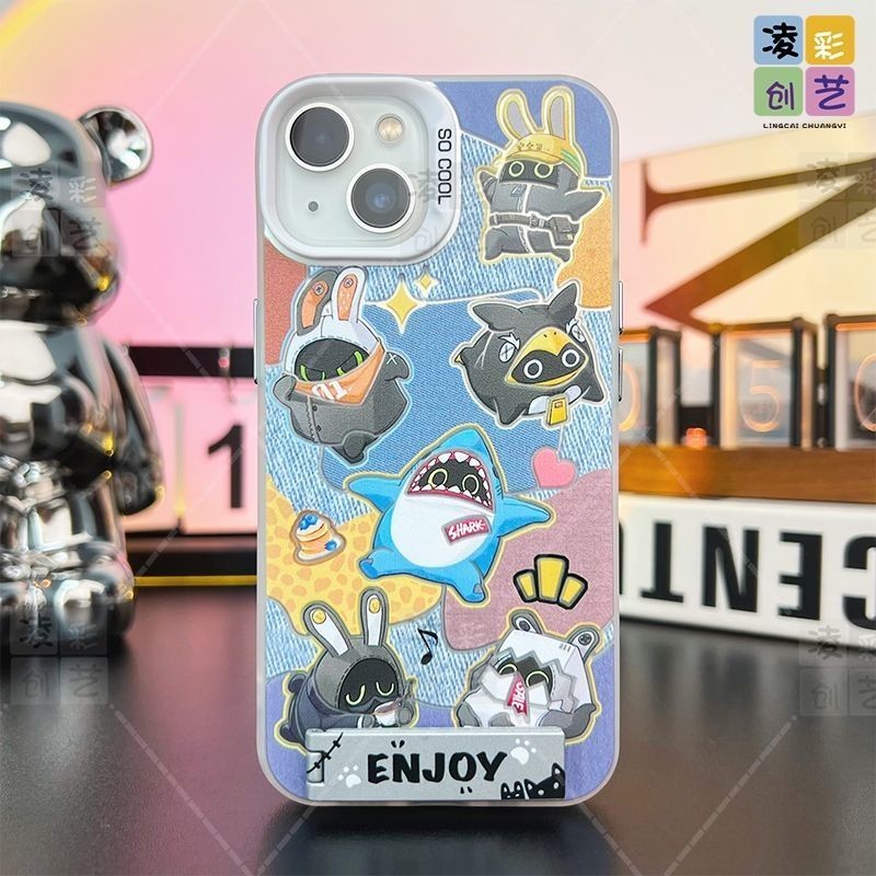 Lcc Zenless Zone Zero เคสโทรศัพท์ Creative Art น่ารัก Bangboo พร้อมขาตั้งเคสสีเงินสี IMD OIWX