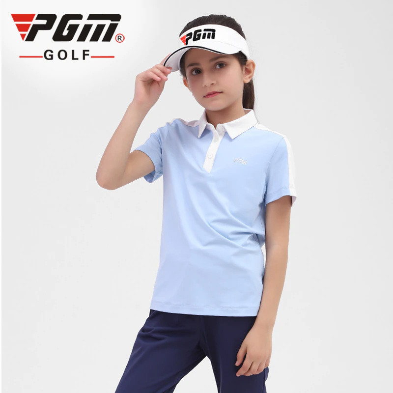 เสื้อกอล์ฟ เด็ก PGM รหัสสินค้า YF412 สีขาว / สีชมพู / สีฟ้า