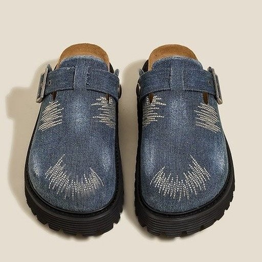 ผู้หญิงรองเท้าแตะเกาหลีรุ่นแฟชั่น Denim Toe-Covered หนา Soled กันน้ํา Rainy Season รองเท้าแตะลําลองขนาด 35-40 ราคา ถูกที่สุด ดีลบีเคเค แกลเลอรีภาพที่ 5