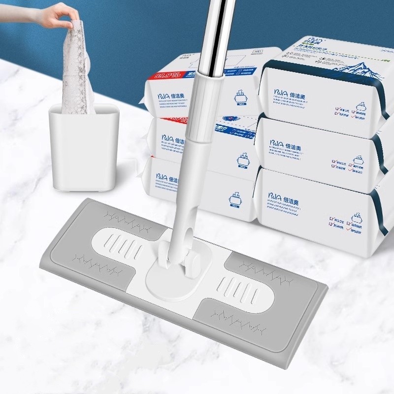 ผ้าเปียกถูพื้น กระดาษเปียก ทำความสะอาด ใช้แล้วทิ้ง ไม้ถูพื้น ใช้แล้วทิ้งกระดาษเปียก SET 2 ADSX