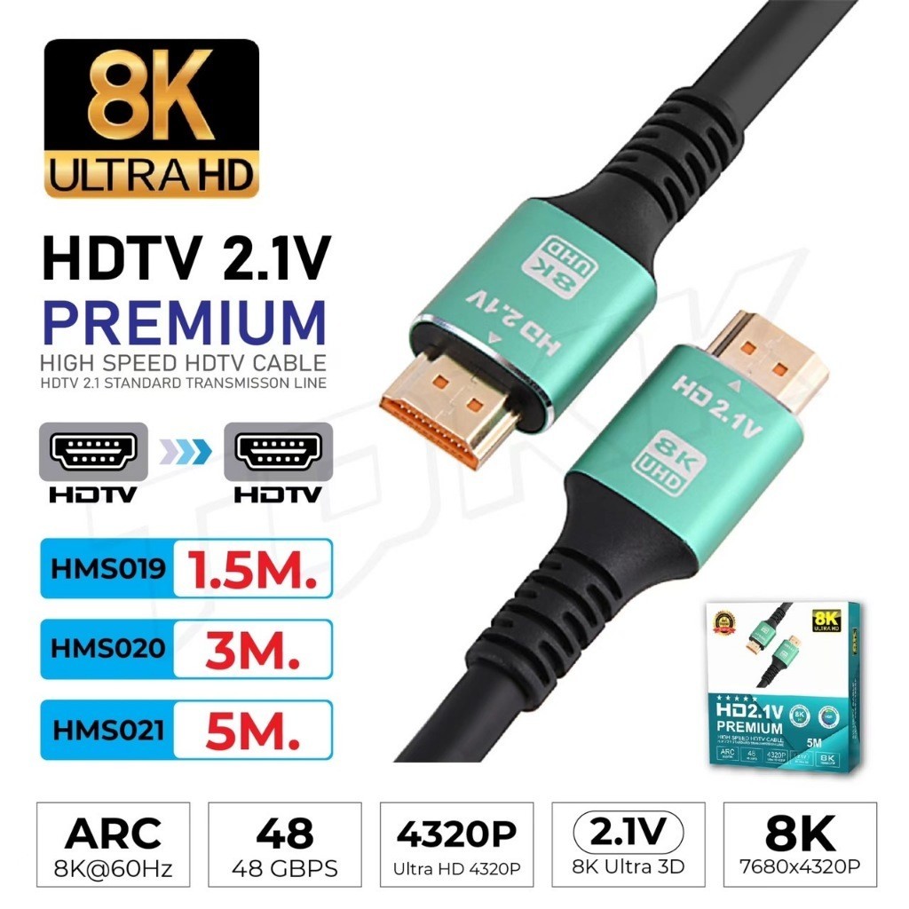 OK Link แท้100% HDMI 8K 2.1 ยาว1.8M/3M/5M/10M คุณภาพดี 8K Ultra HD สายแปลง HDMI 1.5M 3M 5M สินค้าพร้อมจัดส่ง - รูปที่ 2