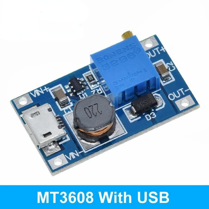 Mt3608 DC-DC Booster Module 2A Booster Board Input Voltage 2-24V ลิตร 5/9/12/-28V ปรับได้, 2A Booster Board-พร้อมรุ่นอินเทอร์เฟซ MICRO, SX1308 DC-DC ปรับ Booster Board 2A