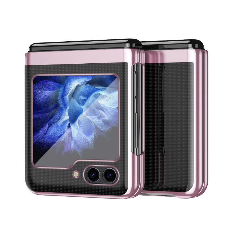 Lenou เคสโทรศัพท์ใส ซัมซุง Samsung Galaxy Z Flip 6 5 4 3 Flip6 Flip5 พลิก 5G Case กรณีโทรศัพท์โปร่งใสหรูหราชุบกรอบกันกระแทกปกหลัง