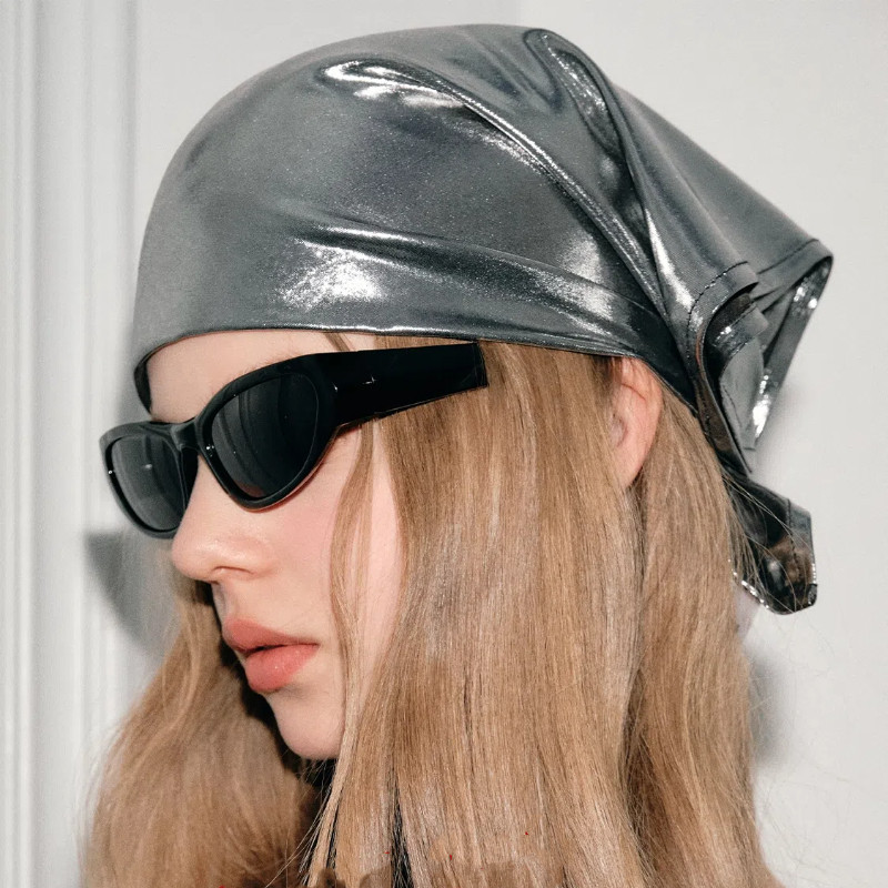 Y2k American Retro Silver Headscarf หญิงที่ไม่ซ้ํากัน Hip Hop แถบคาดศีรษะแฟชั่น